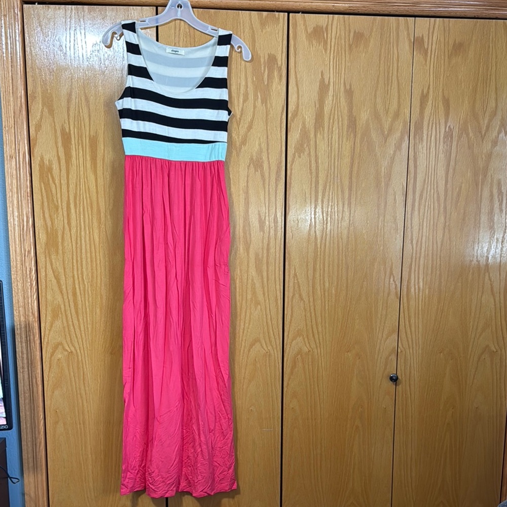 Striped and Pink Maxi Dress